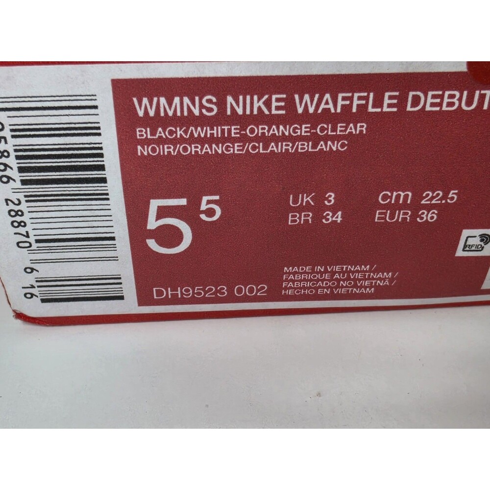 Nike Women's Size 5.5 Waffle Debut Shoes, Black/White-Orange-Clear, DH9523-002 - Picture 3 of 8